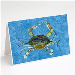 Blue Crab on Blue Greeting Cards & Envelopes - Pack of 8