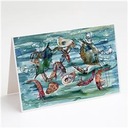 Crabs, Shrimp & Oysters in Water Greeting Cards & Envelopes - Pack of 8