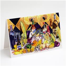 8638GCA7P Crystal Hot Sauce with Fleur De Lis & Wine Greeting Cards & Envelopes - Pack of 8