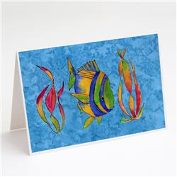 Troical Fish & Seaweed on Blue Greeting Cards & Envelopes - Pack of 8