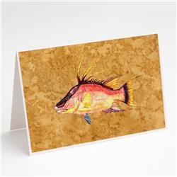 Hog Snapper on Gold Greeting Cards & Envelopes - Pack of 8