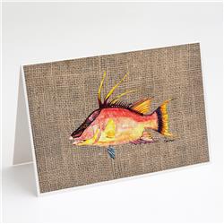 Hog Snapper on Faux Burlap Greeting Cards & Envelopes - Pack of 8