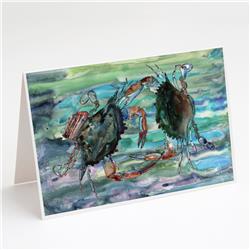 Watery Teal & Purple Crabs Greeting Cards & Envelopes - Pack of 8