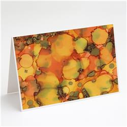 Abstract in Orange & Greens Greeting Cards & Envelopes - Pack of 8