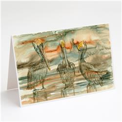 8980GCA7P Pelicans on Their Perch Abstract Greeting Cards & Envelopes - Pack of 8