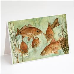 Red Fish Swim Greeting Cards & Envelopes - Pack of 8