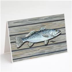 Speckled Trout Fish on Pier Greeting Cards & Envelopes - Pack of 8
