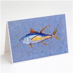 Tuna on Blue Greeting Cards & Envelopes - Pack of 8