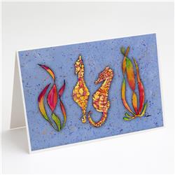 8564GCA7P Seahorse on Blue Greeting Cards & Envelopes - Pack of 8