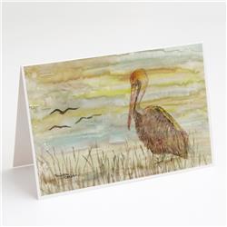 Brown Pelican Yellow Sky Greeting Cards & Envelopes - Pack of 8