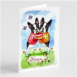Hugs Boston Terrier Greeting Cards & Envelopes - Pack of 8