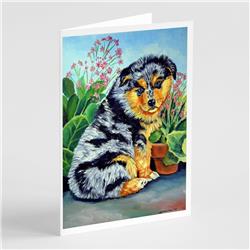 Australian Shepherd Puppy Greeting Cards & Envelopes - Pack of 8