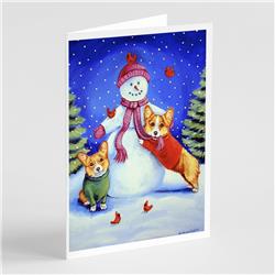 Snowman with Corgi Greeting Cards & Envelopes - Pack of 8
