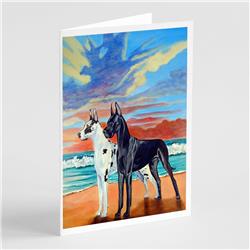 7051GCA7P At Sunset Great Dane Harlequin & Black Greeting Cards & Envelopes - Pack of 8