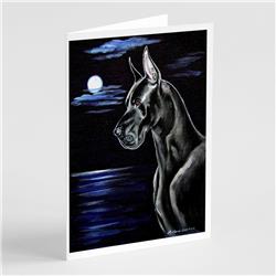 Black Great Dane in the Moonlight Greeting Cards & Envelopes - Pack of 8