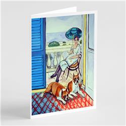 Lady with Her Boxer Greeting Cards & Envelopes - Pack of 8