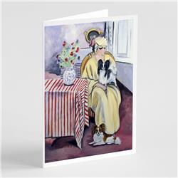 Lady with Her Papillon Greeting Cards & Envelopes - Pack of 8