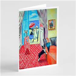 Lady with Her Boston Terrier Greeting Cards & Envelopes - Pack of 8