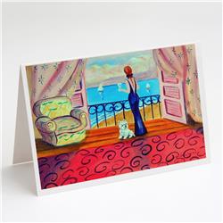 Westie with Mom & a View Greeting Cards & Envelopes - Pack of 8