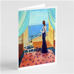 Lady with Her Pug Greeting Cards & Envelopes - Pack of 8