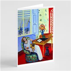 Lady with Her Pug Greeting Cards & Envelopes - Pack of 8
