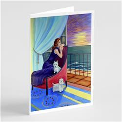 Lady with Her Westie Greeting Cards & Envelopes - Pack of 8