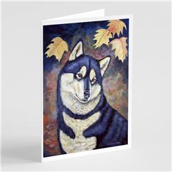 Fall Leaves Siberian Husky Greeting Cards & Envelopes - Pack of 8