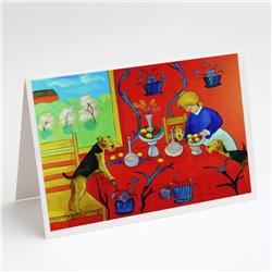 7212GCA7P Airedale Terrier with Lady in the Kitchen Greeting Cards & Envelopes - Pack of 8