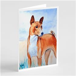 Red & White Basenji Greeting Cards & Envelopes - Pack of 8
