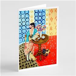 Lady with Her Pug Greeting Cards & Envelopes - Pack of 8