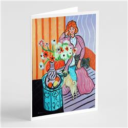 Lady with Her Pug Greeting Cards & Envelopes - Pack of 8