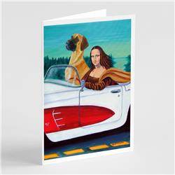 Great Dane with Mona Lisa Greeting Cards & Envelopes - Pack of 8