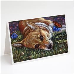 Corgi Pastel Butterfly Greeting Cards & Envelopes - Pack of 8