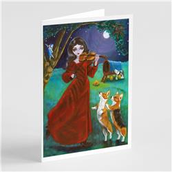 Fairy Moon Dance with Corgi Greeting Cards & Envelopes - Pack of 8