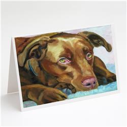 Chocolate Labrador Waiting Greeting Cards & Envelopes - Pack of 8