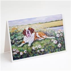 Saint Bernard in Flowers Greeting Cards & Envelopes - Pack of 8