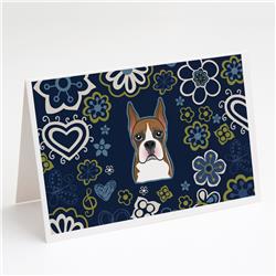 Blue Flowers Boxer Greeting Cards & Envelopes - Pack of 8