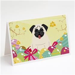 Easter Eggs Pug Cream Greeting Cards & Envelopes - Pack of 8