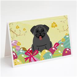 Easter Eggs Pug Black Greeting Cards & Envelopes - Pack of 8