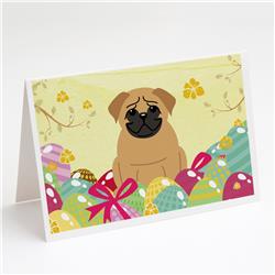 Easter Eggs Pug Brown Greeting Cards & Envelopes - Pack of 8