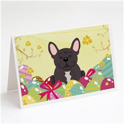 BB6009GCA7P Easter Eggs French Bulldog Brindle Greeting Cards & Envelopes - Pack of 8