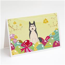 BB6025GCA7P Easter Eggs West Siberian Laika Spitz Greeting Cards & Envelopes - Pack of 8