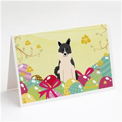 BB6029GCA7P Easter Eggs Russo-European Laika Spitz Greeting Cards & Envelopes - Pack of 8