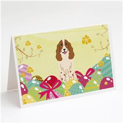 BB6031GCA7P Easter Eggs Russian Spaniel Greeting Cards & Envelopes - Pack of 8