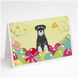 BB6033GCA7P Easter Eggs Standard Schnauzer Salt & Pepper Greeting Cards & Envelopes - Pack of 8
