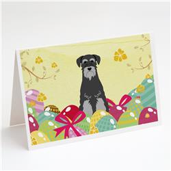 BB6034GCA7P Easter Eggs Standard Schnauzer Black Grey Greeting Cards & Envelopes - Pack of 8