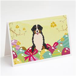 BB6036GCA7P Easter Eggs Bernese Mountain Dog Greeting Cards & Envelopes - Pack of 8