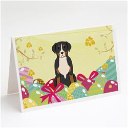 BB6037GCA7P Easter Eggs Greater Swiss Mountain Dog Greeting Cards & Envelopes - Pack of 8