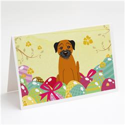 BB6039GCA7P Easter Eggs Border Terrier Greeting Cards & Envelopes - Pack of 8