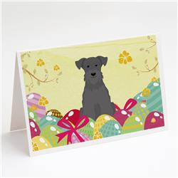 BB6051GCA7P Easter Eggs Miniature Schnauzer Black Greeting Cards & Envelopes - Pack of 8